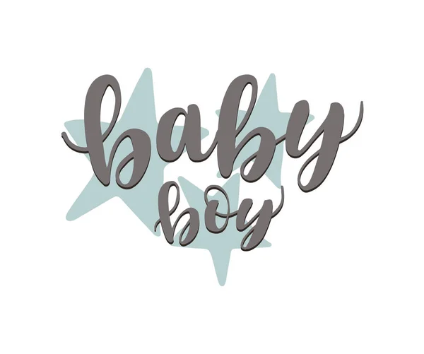 Baby Jongen Belettering Vector Illustratie — Stockvector