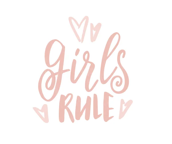 Girls Rule Lettering Vector Illustration — Stock vektor