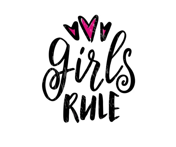 Girls Rule Lettering Vector Illustration — Stock vektor