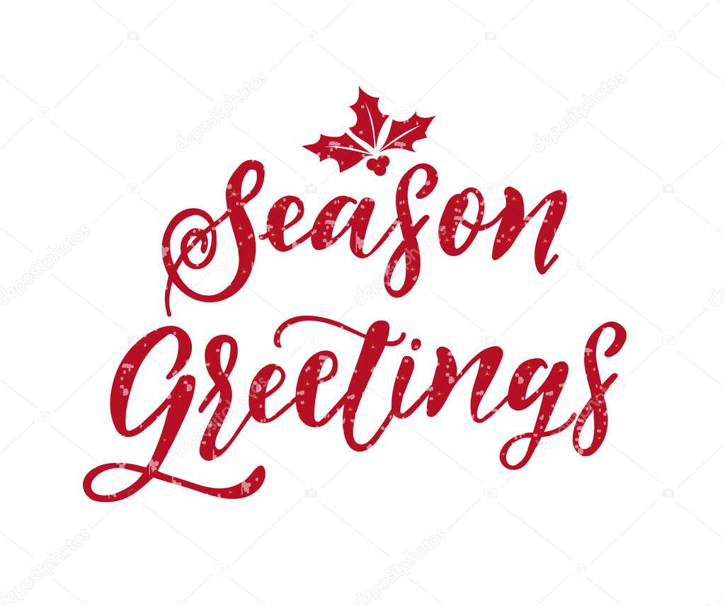   season greetings lettering, vector illustration 