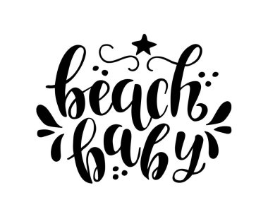Plaj bebeği metni, vektör illüstrasyonu  