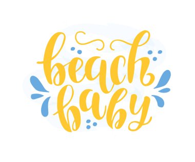 Plaj bebeği metni, vektör illüstrasyonu  