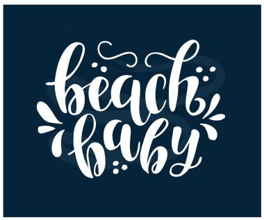 Plaj bebeği metni, vektör illüstrasyonu  