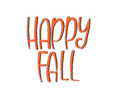 Beyaz arkaplanda mutlu sonbahar metinleri, vektör illüstrasyonu 