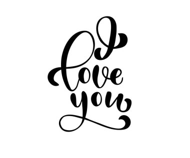 Beyaz arkaplan üzerine yazdığın metni seviyorum, vektör illüstrasyonu 