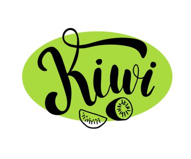 kivi metni beyaz arkaplan, vektör illüstrasyonu 