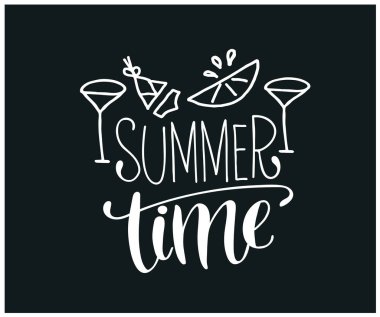 yaz zamanı metni, vektör illüstrasyonu  