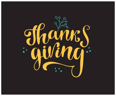 Mutlu şükran günü metinleri, vektör illüstrasyonu 