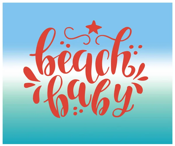 Plaj bebeği metni, vektör illüstrasyonu  