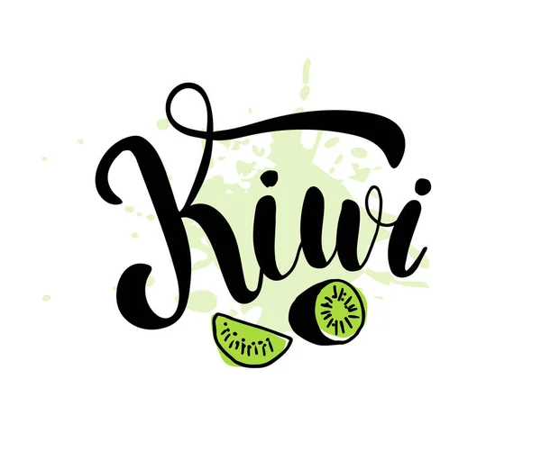 kivi metni beyaz arkaplan, vektör illüstrasyonu 