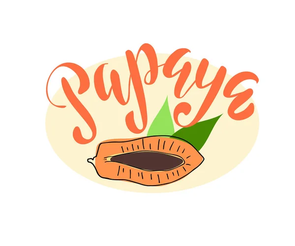 Beyaz arkaplan üzerindeki papaya metni, vektör illüstrasyonu 