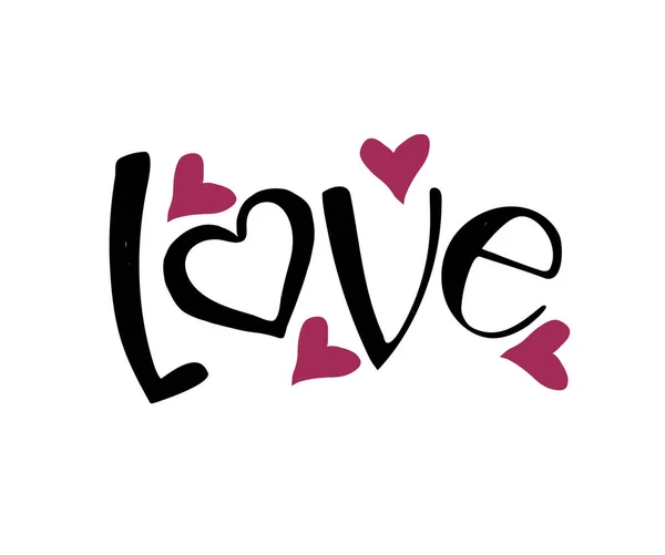 Beyaz arkaplanda aşk metni, vektör illüstrasyonu 
