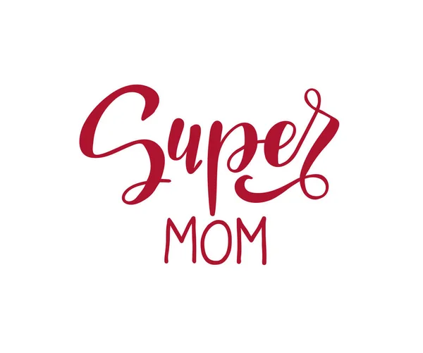 Super Maman Texte Sur Fond Blanc Illustration Vectorielle — Image vectorielle