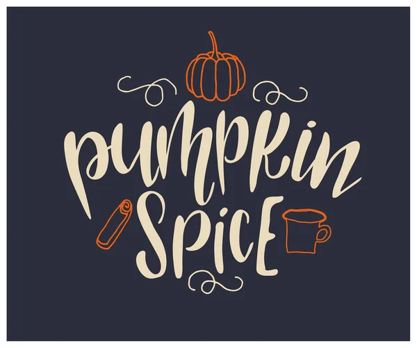 balkabağı baharat metni, vektör illüstrasyonu  