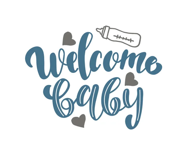 Welcome Baby Szöveg Fehér Háttér Vektor Illusztráció — Stock Vector