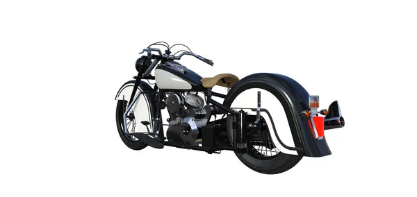 2気筒エンジンを搭載した古いスポーツバイク 白い背景に隔離され 異なる角度でレンダリングされたオブジェクト 3Dレンダリング 3Dイラスト — ストック写真