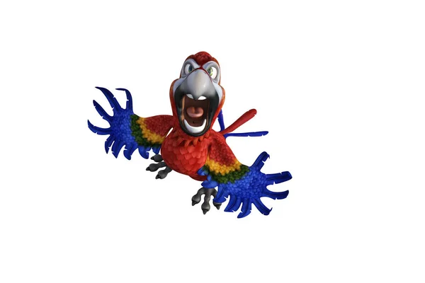 Funny Parrot Cartoon Character Isolated White Background Figure Clip Art —  Fotos de Stock