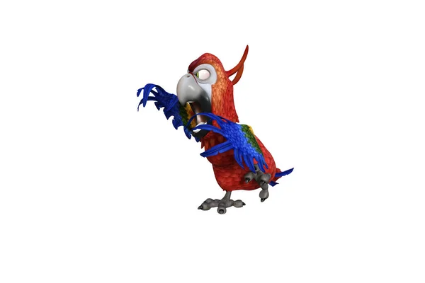 Lustige Papagei Cartoon Figur Isoliert Auf Weißem Hintergrund Figur Clip — Stockfoto
