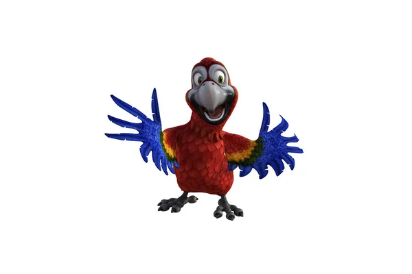 Funny Parrot Cartoon Character Isolated White Background Figure Clip Art —  Fotos de Stock