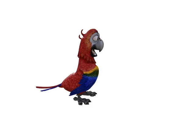 Personagem Engraçado Dos Desenhos Animados Papagaio Isolado Fundo Branco Figura — Fotografia de Stock