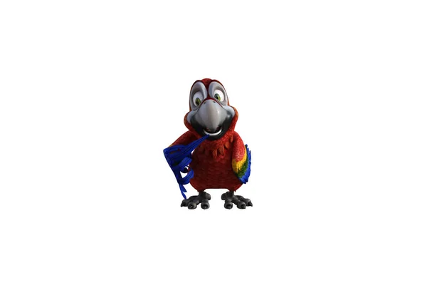 Funny Parrot Cartoon Character Isolated White Background Figure Clip Art — Foto de Stock