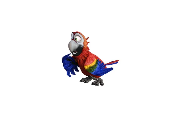Funny Parrot Cartoon Character Isolated White Background Figure Clip Art —  Fotos de Stock