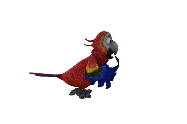 Funny Parrot Cartoon Character Isolated White Background Figure Clip Art —  Fotos de Stock