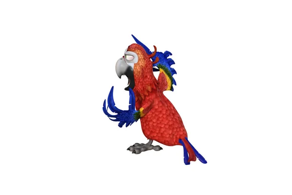Funny Parrot Cartoon Character Isolated White Background Figure Clip Art — Stock Photo, Image