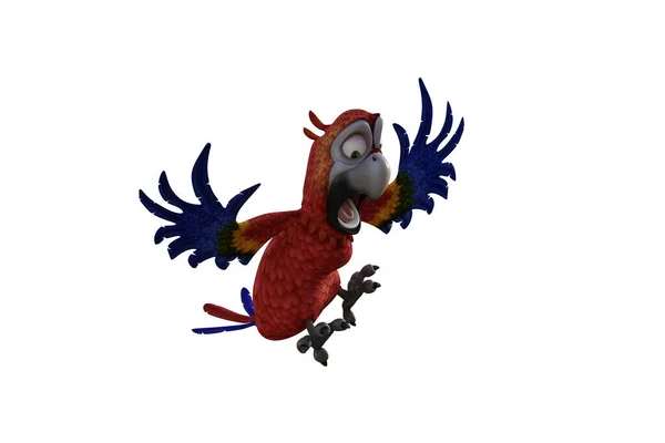 Beyaz Arka Planda Izole Edilmiş Komik Bir Papağan Çizgi Filmi — Stok fotoğraf