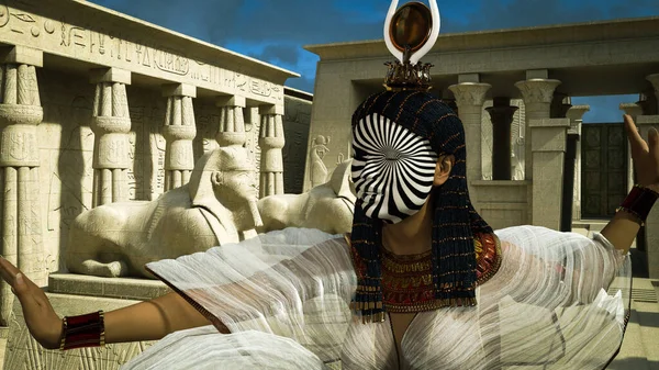 Egyptian Queen Modern Make Illustrated Different Perspectives Angles Royal Palace — Stock Photo, Image