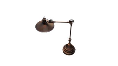 Masa lambasının üç boyutlu modeli farklı açılarda ve kolaj malzemesi olarak hazırlanmış pozlar. 3d görüntüleme, 3d illüstrasyon.