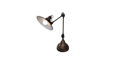 Masa lambasının üç boyutlu modeli farklı açılarda ve kolaj malzemesi olarak hazırlanmış pozlar. 3d görüntüleme, 3d illüstrasyon.