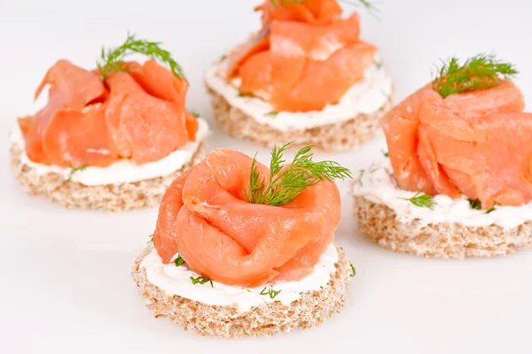 Sandwich with smoked salmon — Stock Photo, Image