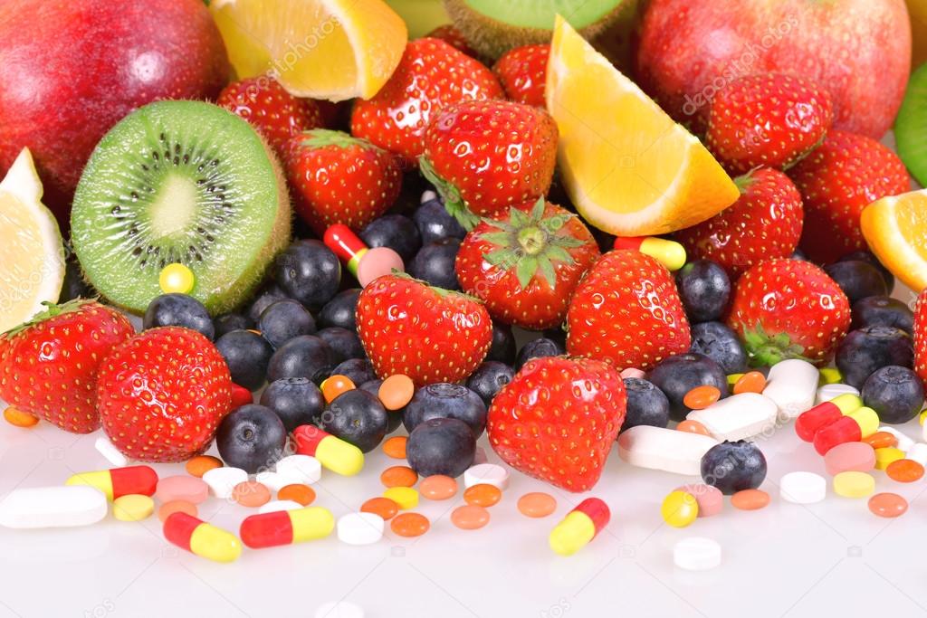 Berries, fruits, vitamins and nutritional supplements 