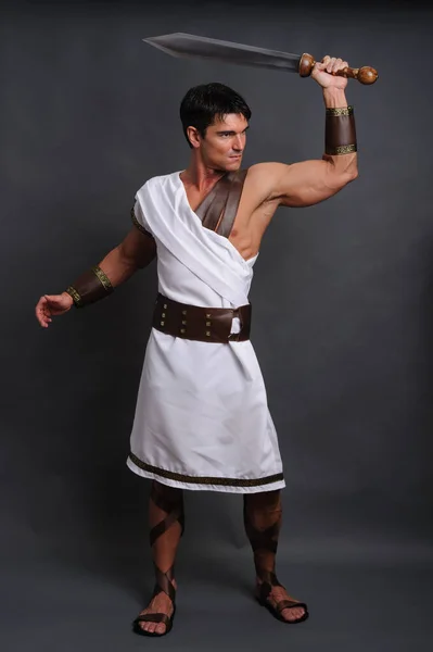 Handsome Gladiator Prepares Battle — Stock Photo, Image
