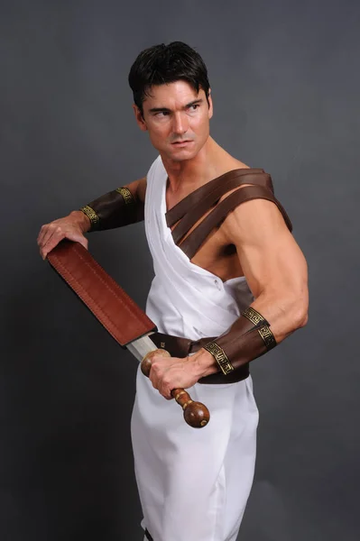 Gladiador Guapo Prepara Para Batalla —  Fotos de Stock