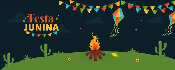 Festa Junina Brasilianisches Fest Feiertag Hintergrund Lagerfeuer Nacht — Stockvektor