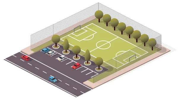 Vector Isometric Soccer/Football Pitch — Stock Vector
