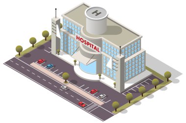 Vector isometric Hospital Building clipart