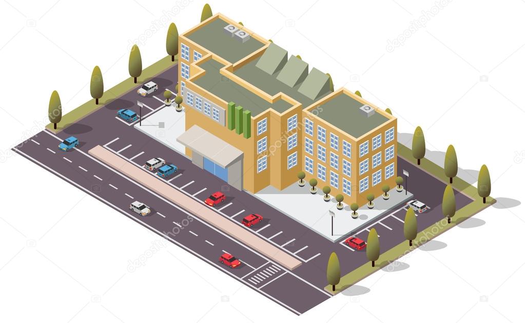 Vector Isometric Bank Government Building