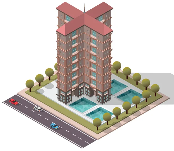 Apartemen Vektor Isometric Flats - Stok Vektor