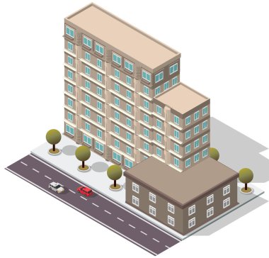 Vektör izometrik Hotel Apartment Building