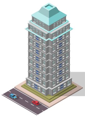 Vektör izometrik ofis işyeri Binası