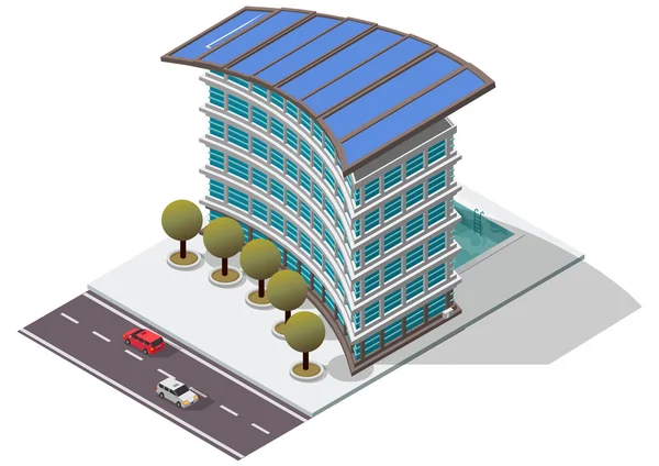 Vector isometrische Hotel appartement gebouw — Stockvector