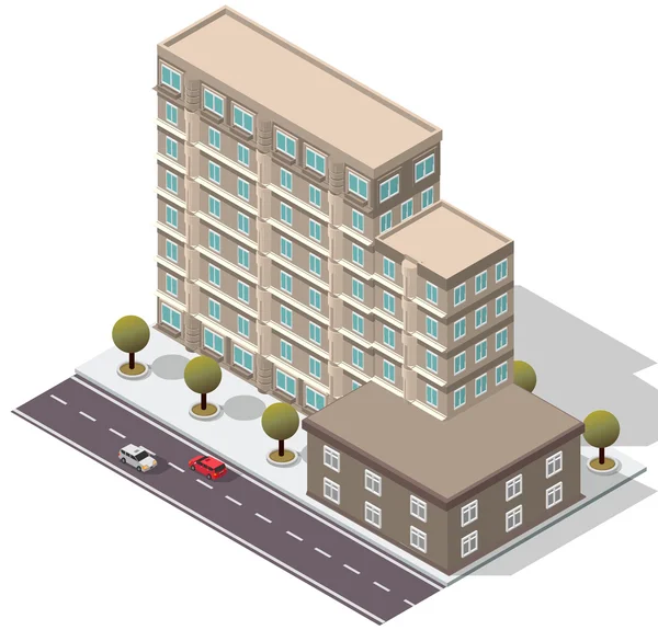 Edificio de apartamentos Vector Isomtric Hotel — Vector de stock