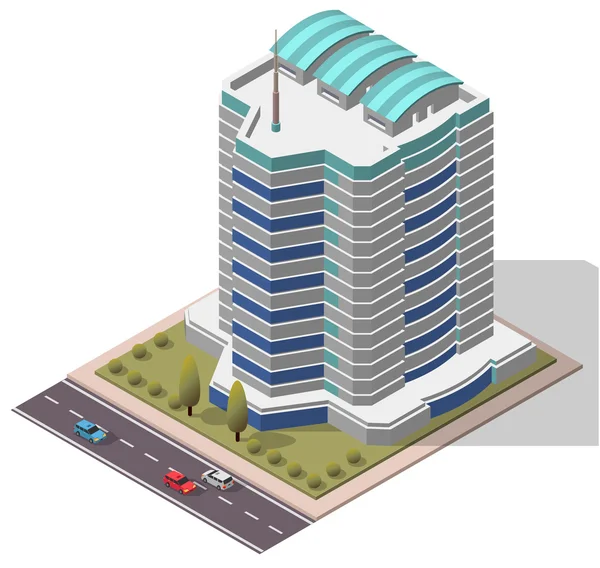 Edificio de trabajo de oficina isométrica vectorial — Vector de stock