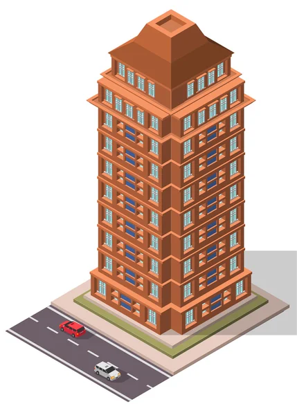 Vector isometrisch kantoorgebouw werkplek — Stockvector