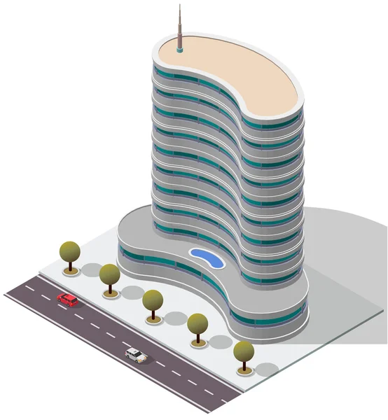 Vector Isometric Hotel Immeuble d'appartements — Image vectorielle