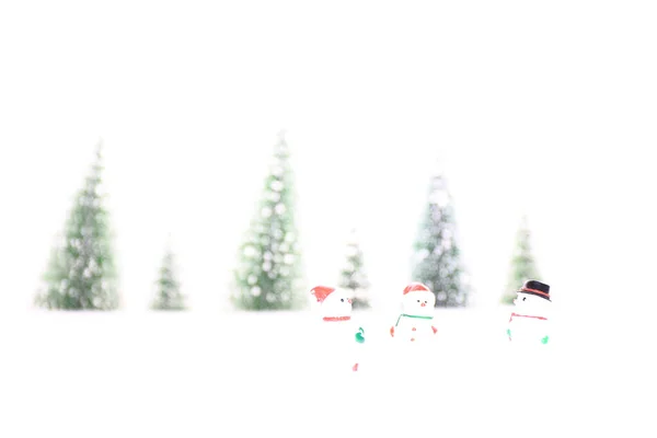 Χειμώνας Και Χριστούγεννα Σύνθεση Τοπίου Τρεις Χιονάνθρωποι Και Σειρά Από — Φωτογραφία Αρχείου