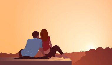 Bir çiftin uçurumda oturup gün batımını izlediğini hayal et.